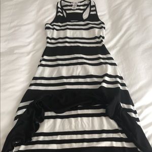 Monochrome Striped High Low Dress